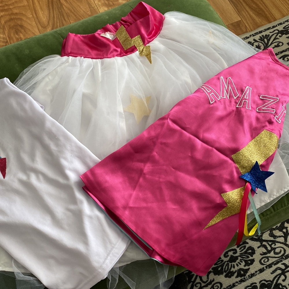 Superhero costume / shirt, cape and skirt. Pottery barn kids